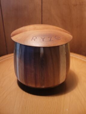 RYZE Wooden Mushroom Storage Jar - Multi-Tone Brown